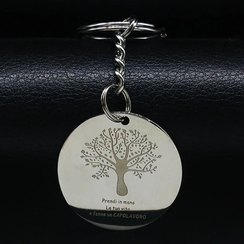 2018 nueva moda de árbol de la vida llavero de acero inoxidable de Color plata llavero de la joyería de las mujeres regalos de llavero mujer K7625B