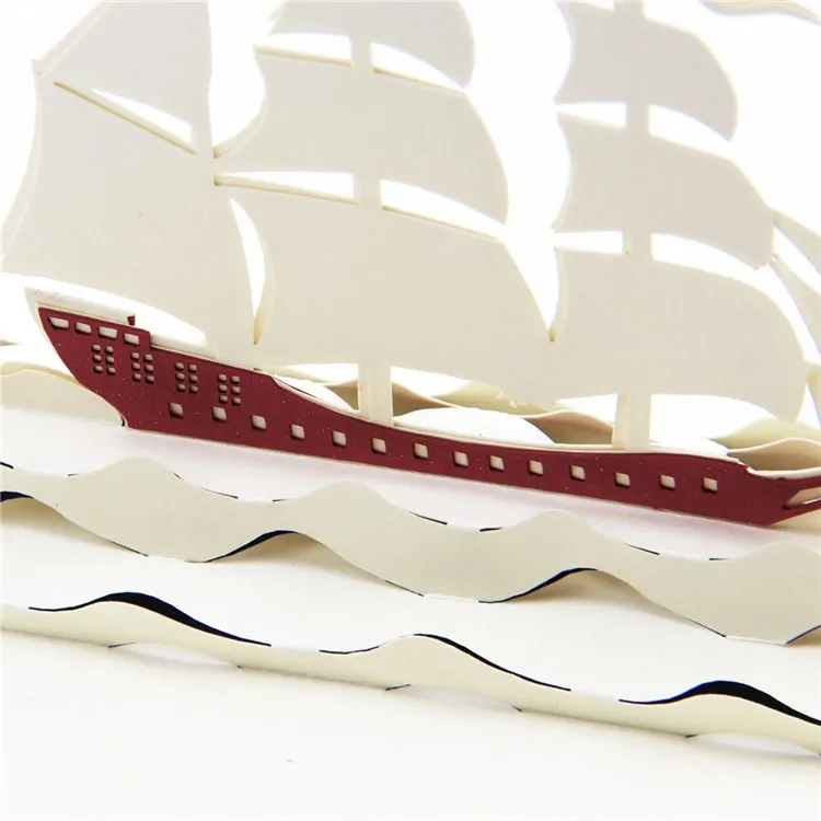 10 шт./лот ручной Киригами& Оригами 3D карт/pop up карта Creative парусная лодка серьги Свадебные Приглашения