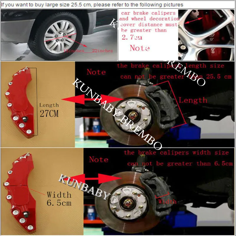 KUNBABY Пластик тормозной суппорт крышка модель 3 с белым Brembo логотип для автомобильного стайлинга украшения для Mercedes Benz BMW Audi Kia Nissan