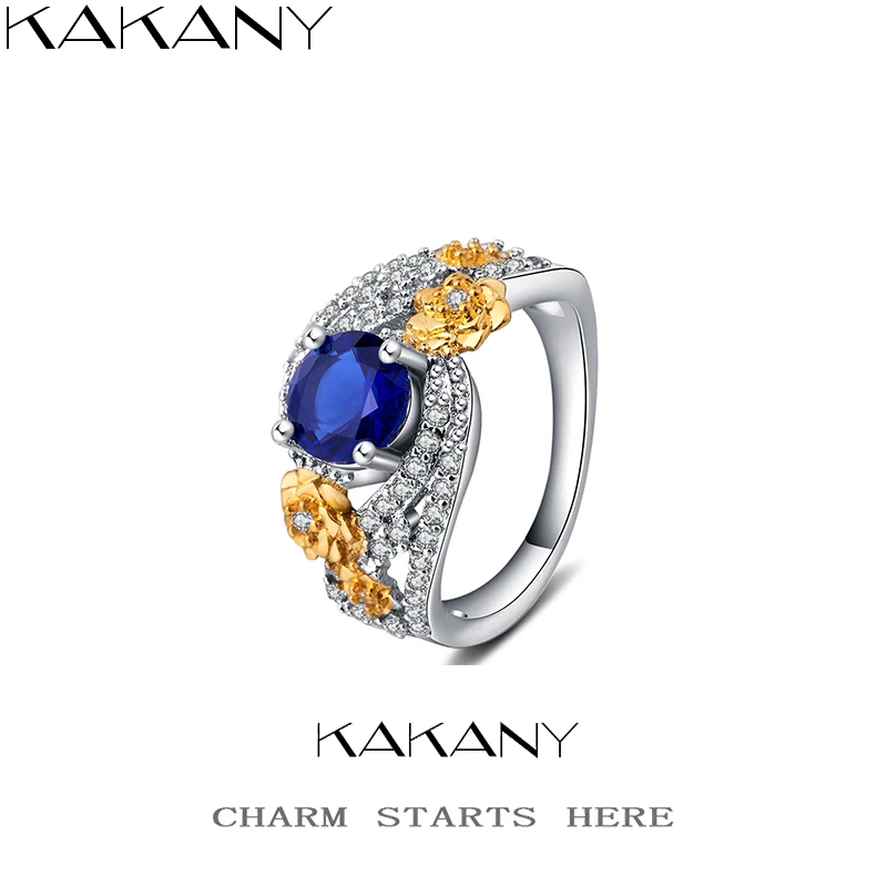 

Kakany 925 Sterling Silver Rose With Blue Shining Zircon Ring Fashion Glamour Female Fashion Jewelry Gift For Women
