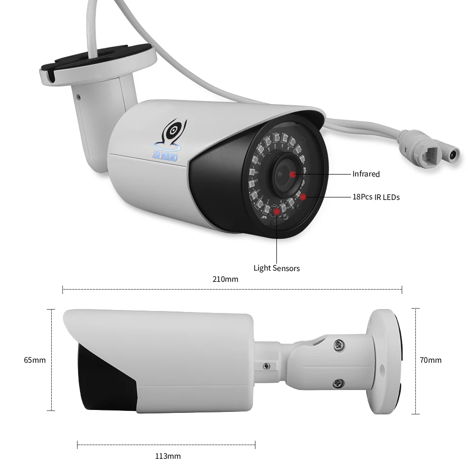 ZSVEDIO Seetong H.265 POE 5.0MP IP камера Onvif P2P металлический корпус Открытый водонепроницаемый