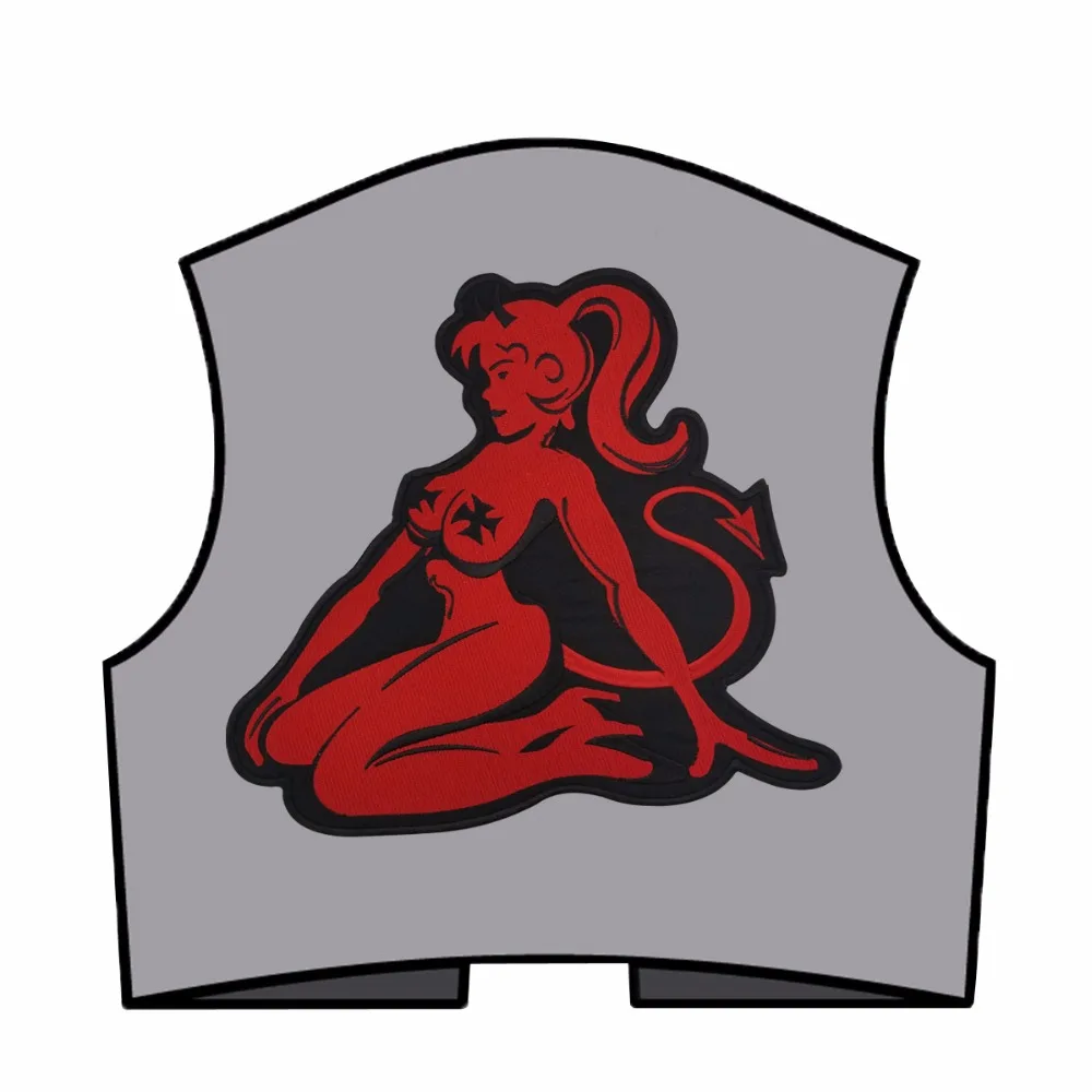 SEXY RED DEVIL GIRL free shipping garment accessories biker vest funk style iron-on embroidered patches (6)