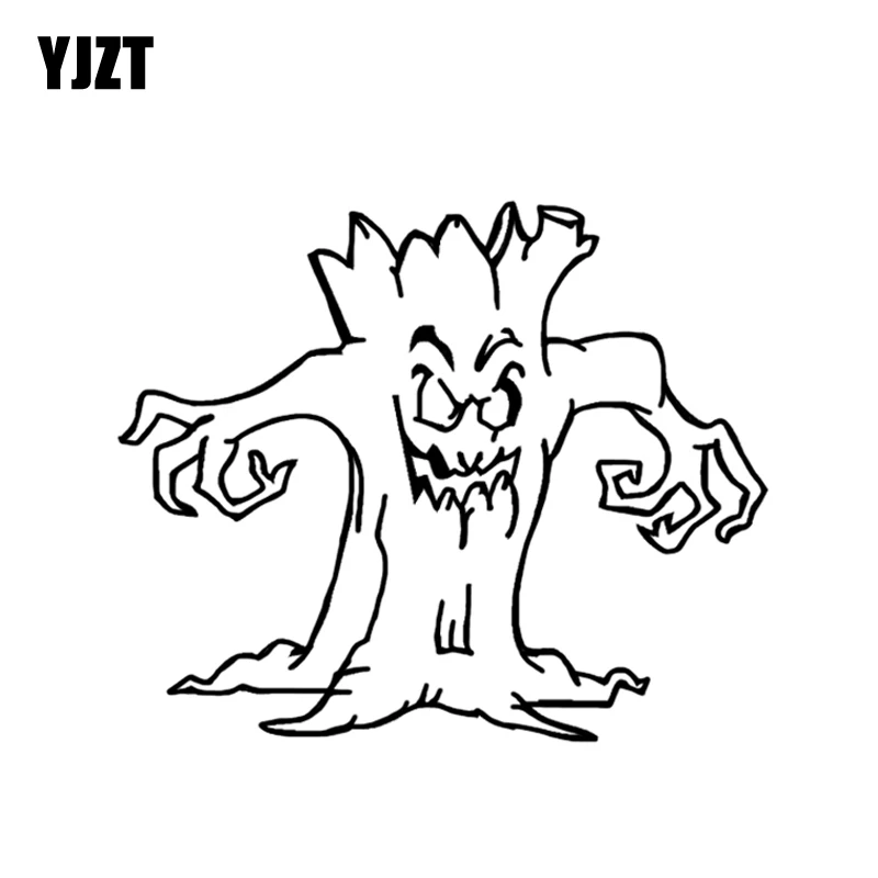 YJZT 14.2*11.9CM Halloween Scary Tree Vinyl Decor Car Stickers