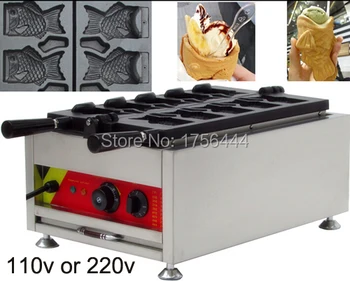 

Free Shipping Commercial Use 110v 220v Electric 5pcs Fish Waffle Ice Cream Taiyaki Machine