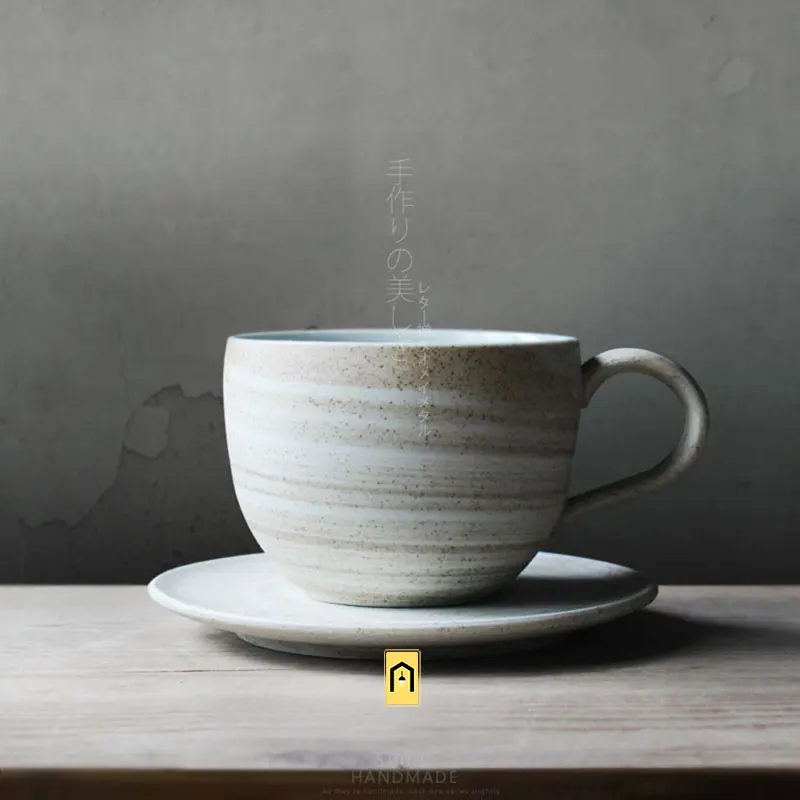 

Handmade Creative Personality Zakka Japan Style ceramic cups saucers pigment milk coffee cups with handgrip porcelain drinkware