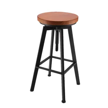 

Industrial Vintage Rustic Bar Stool Retro Barstool Wood Chair Kitchen Adjustable