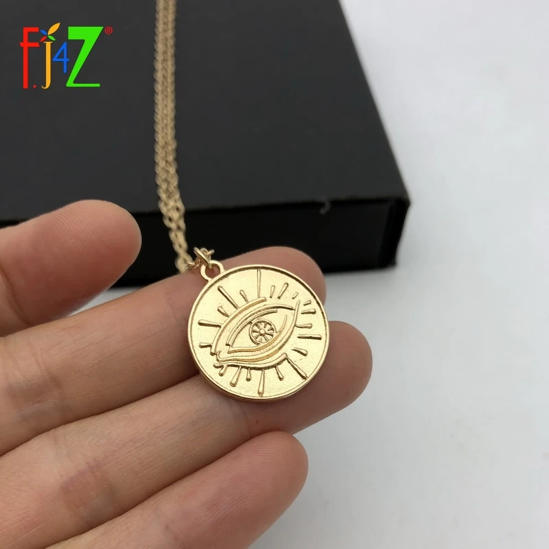 Женское Ожерелье с круглым кулоном F.J4Z винтажное ожерелье из сплава индейки злой