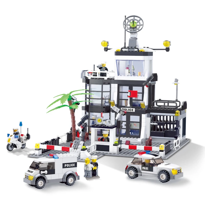 

631pcs/set Building Blocks City Police Station With Police Cars Action Figure Toys For Children Building Bricks #E