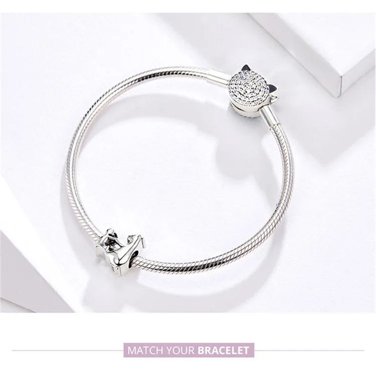 fit Pandora Bracelet Silver 925 Original Cute Flower Elephant Dog Bear Beads S925 Panda Peacock Dolphin Charms Jewelry Making