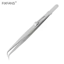 16cm Stainless Steel Precision Tweezers Curved Tip with Slide Lock for Electronics Jewelry Craft Mobile Phone Repair Hand Tool