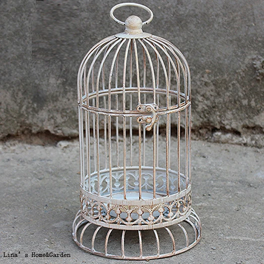 

handmade distressed retro decorative metal bird cage candle holder