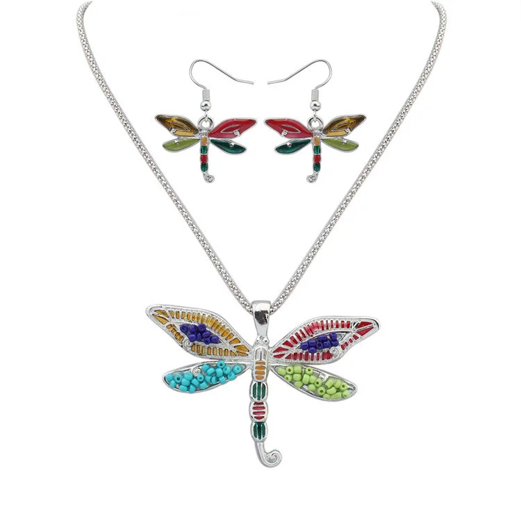 

Animal Butterfly Jewelry sets Wedding Necklace Earrings Jewelry Sets Imitation pearls enamel necklace earring Crystal for women