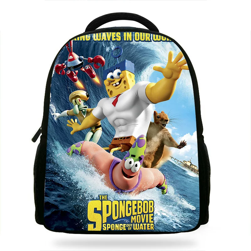 

New Cartoon The SpongeBob Movie Book Bags For Children Sponge Out of Water Backpack For Kids School Boys Girls