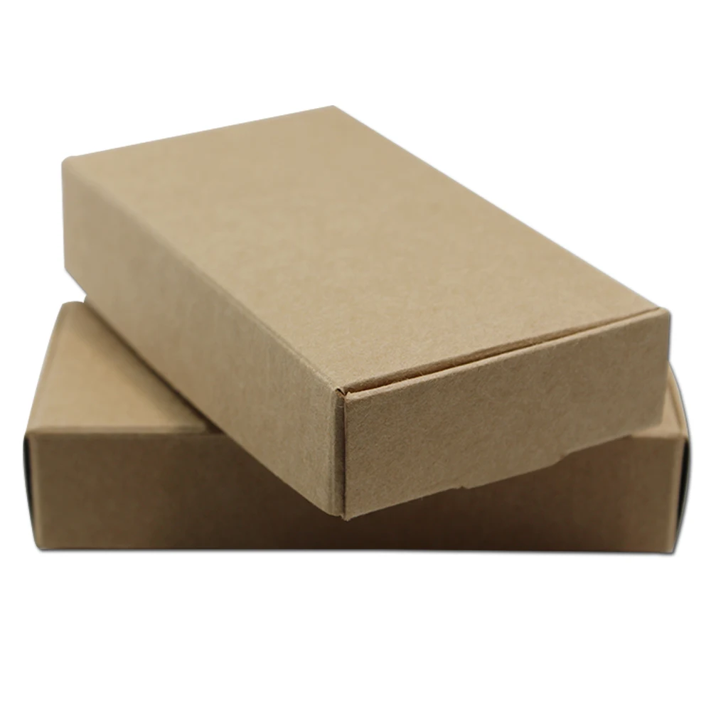 100pcs/ Lot Multi-sizes Kraft Paper Boxes Brown DIY Gift Package Box Foldable Papercard Boxes For Christmas Wedding Decoration