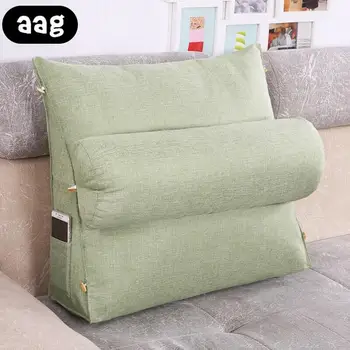 

AAG Bed Couch Chair Triangular Backrest Pillow big wedge back support Cushions Cotton Linen bedside Lounger TV Reading Pillows