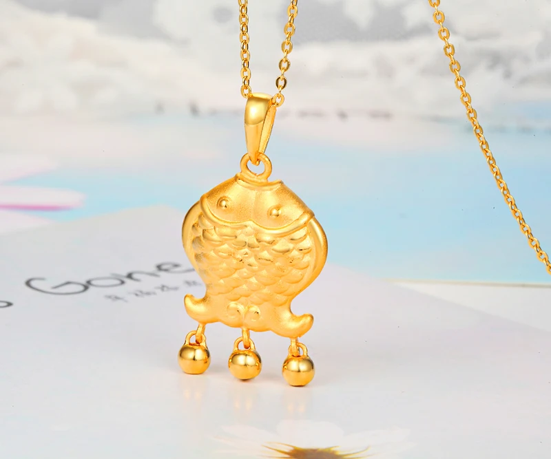 

Authentic 24K Yellow Gold Pendant 3D Pisces Pendant 3.09g new