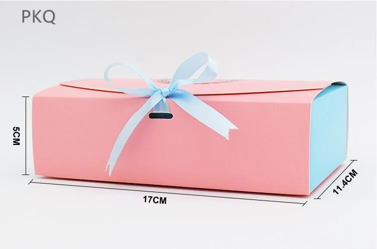 10 шт./лот 3 размера бумажные розовые коробки, крафт-бумага коробки торта для шоколада, розовый кекс коробка торта, подарочные картонные коробки с лентой