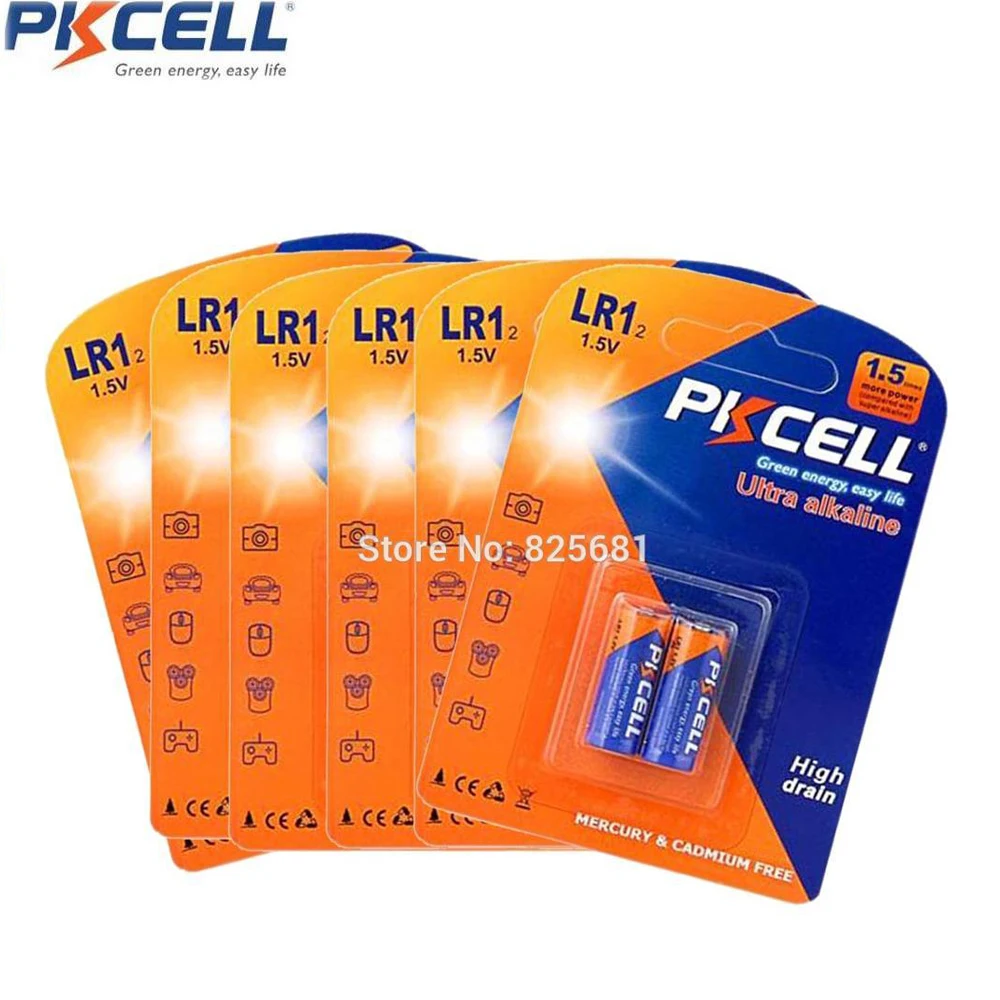 

12Pcs PKCELL Alkaline Dry Battery LR1 N Batteries AM5 E90 MN9100 1.5V For Sperker Bluetooth Players Digital Camera MP3 Walkman