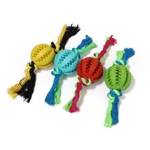New Interactive Pet Chew Ball Toys Food Ball Toy Training Rubber Ball Cotton Rope Puppy Chew Toys For Dog Random Color