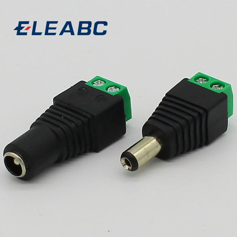 

No soldering 2.1x5.5mm Power DC Jack Plug Socket dc Connector Female + Male DC Plug Jack Adapter Wire Connector CCTV Connector