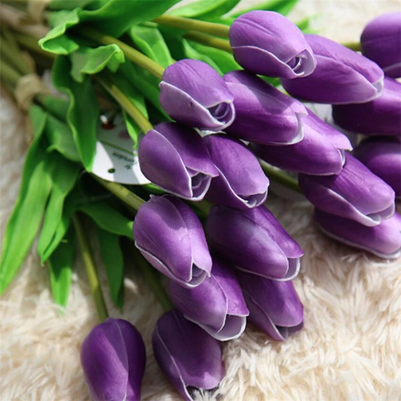 をブーケの36ピース紫チューリップpu人工花ホーム ガーデン屋内装飾 Flowers For Flower Flowerbouquet Of Flowers Aliexpress