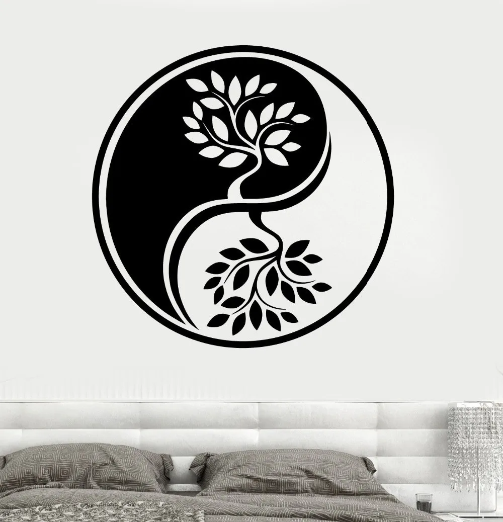New-Arrival-Religion-Vinyl-Wall-Decal-Yin-Yang-Circle-Trees-Om-Meditation-Yoga-Studio-Wall-Sticker