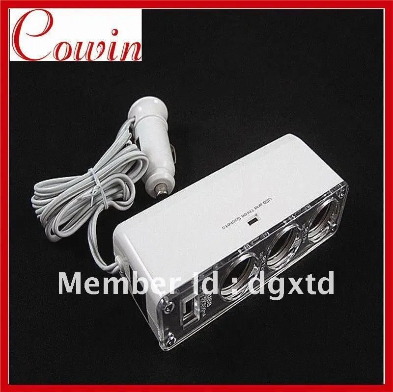 USB 3 способа автомобильного прикуривателя Разветвитель разъем зарядное устройство DC 12 V адаптер с розничной коробкой