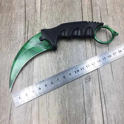 CS GO коготь счетчика удара Karambit нож шеи нож с оболочкой зуб тигра настоящая игра нож Радуга Кемпинг Фиксированное Лезвие Нож - Цвет: Deep green