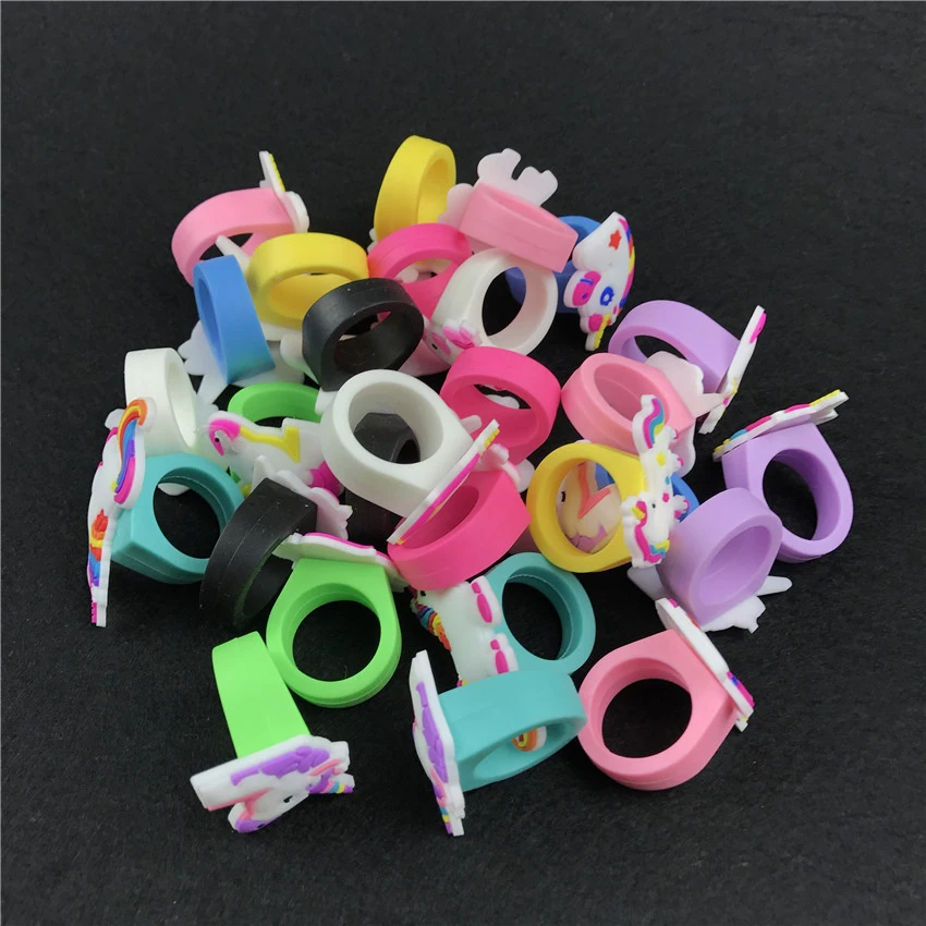 12Pcs Unicornio Party Rubber Bangle Key Chains Kids Favors Birthday Bracelet Baby Shower DIY Colorful horse Party Decor Supplies