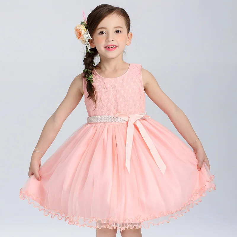 Graduation Party Girls Summer Dress Ruched Kids Clothes with Sashes