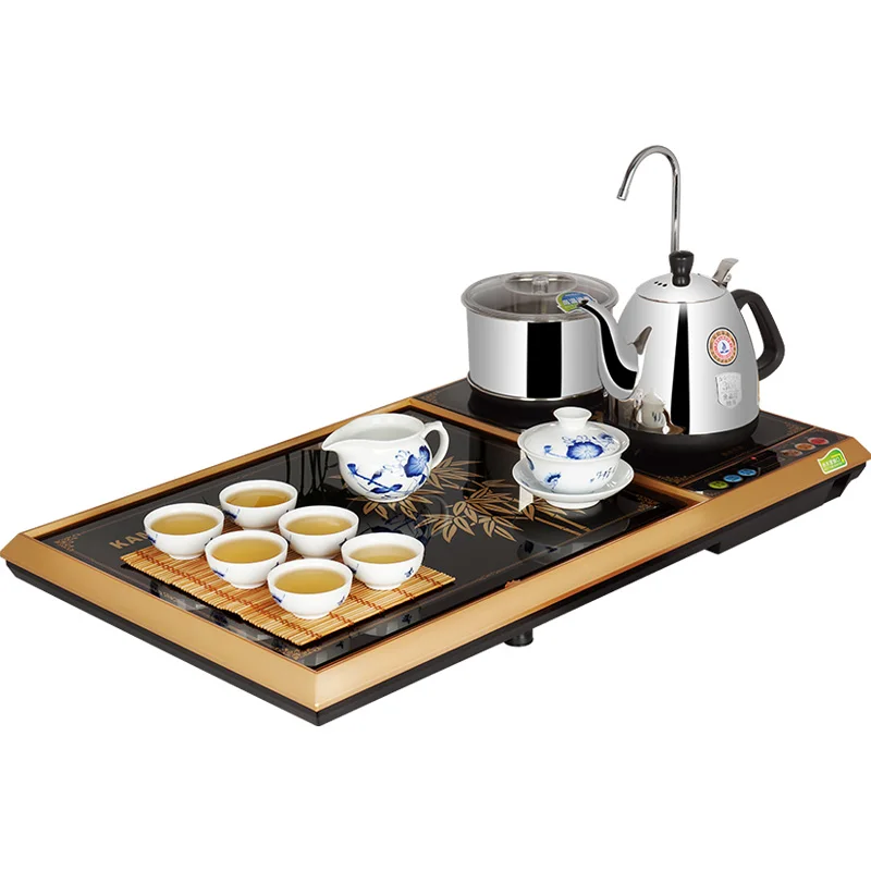 

220V 1610w 0.9+0.45L Electric kettle Tea service Temperature control Automatic add water Stainless steel Tempered glass panel