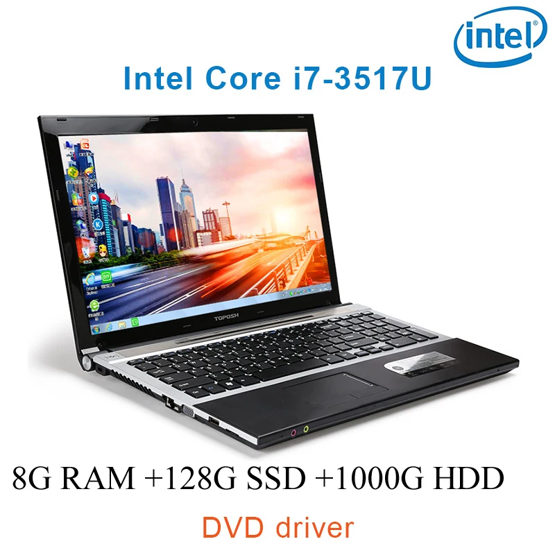 

P8-10 black 8G RAM 128G SSD 1000G HDD i7 3517u 15.6" gaming laptop DVD driver HD screen business notebook computer