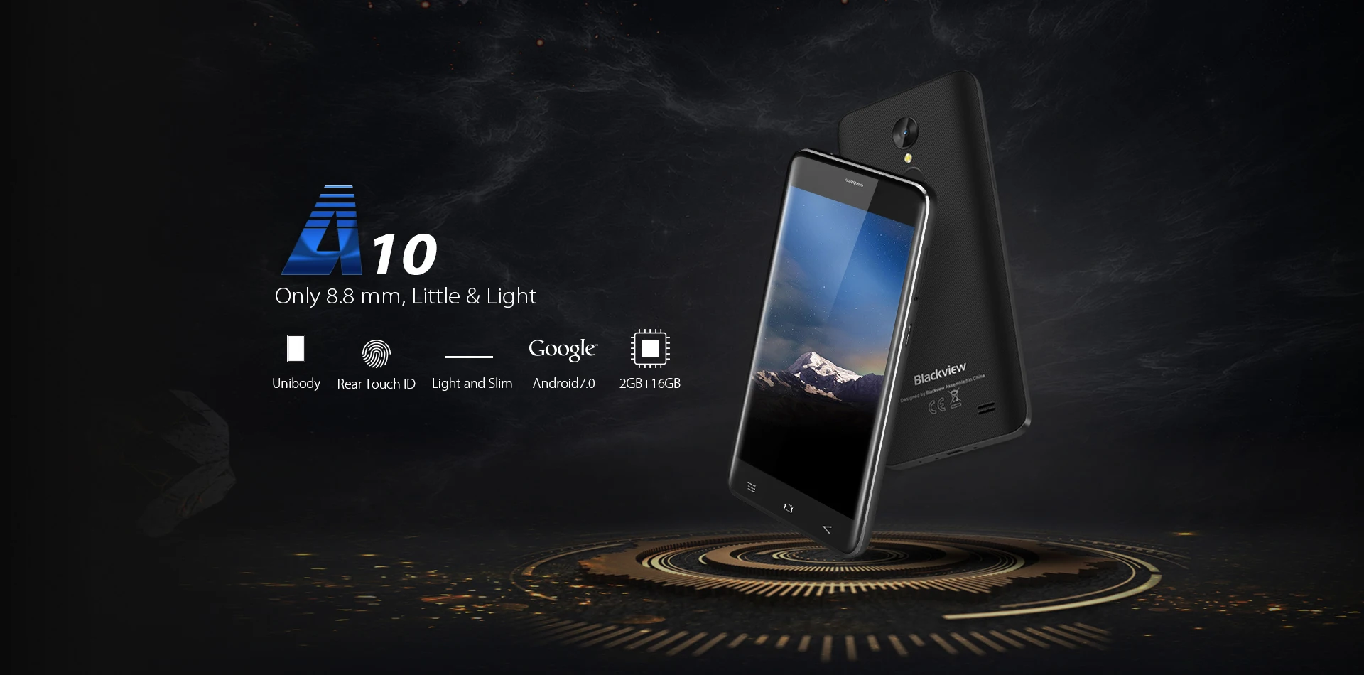 Blackview A10 Android 7,0 3g смартфон MT6580A четырехъядерный 2 Гб ОЗУ 16 Гб ПЗУ 5 дюймов HD отпечаток пальца 8,0 МП задняя камера мобильный телефон