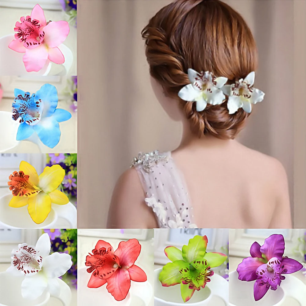 

Handmade Chic Hairpins Thailand Orchid Flower Hair Accessories Novelty Summer New Fashion Pink Hair Clips For Women Hot Sale