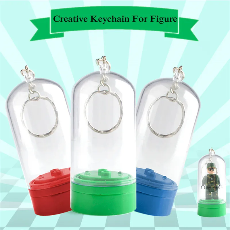 

Wholesale Rotatable Display Box with Keychain Key Ring Fit For Figure MOC Model Building Blocks Brick Toys