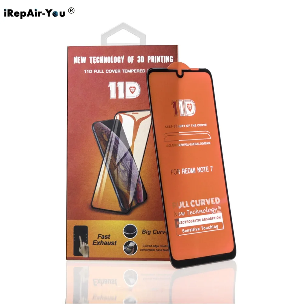 9H 11D Full Curved Tempered Glass For Xiaomi Redmi Note 7 Screen Protector Film 6 Pro 3D Printing Protective | Мобильные телефоны и