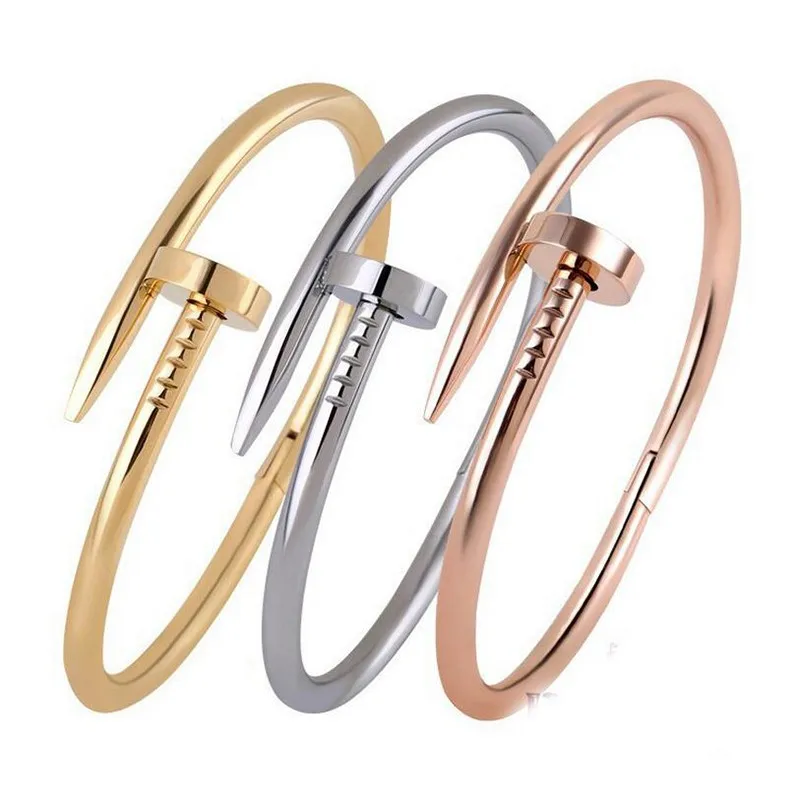 Screws Nail Cuff Bangles Copper Love Bracelets for Women Gold Pulsera