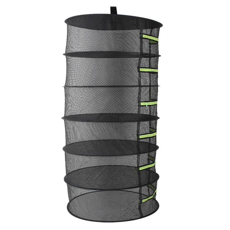 6 Layers Hanging Basket with Zipper Folding Dry Rack Herb Detachable Drying Net Drying Rack
