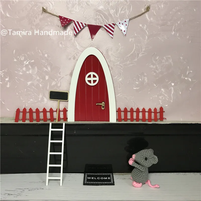 melhor Feitas à mão Arco Vermelho porta De Fadas Personlize miniatura dente de Rato porta de fadas Conjunto Poeira Tapete de Boas Vindas Pés Impressora Nova Casa presente