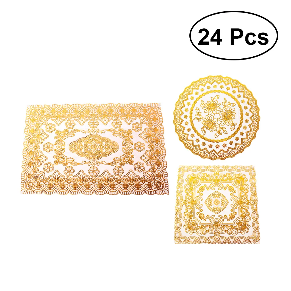 

24PCS Placemat Non-slip European Style Table Mats PVC Heat-resistant Placemats Tableware Mats for Kitchen Dining Table