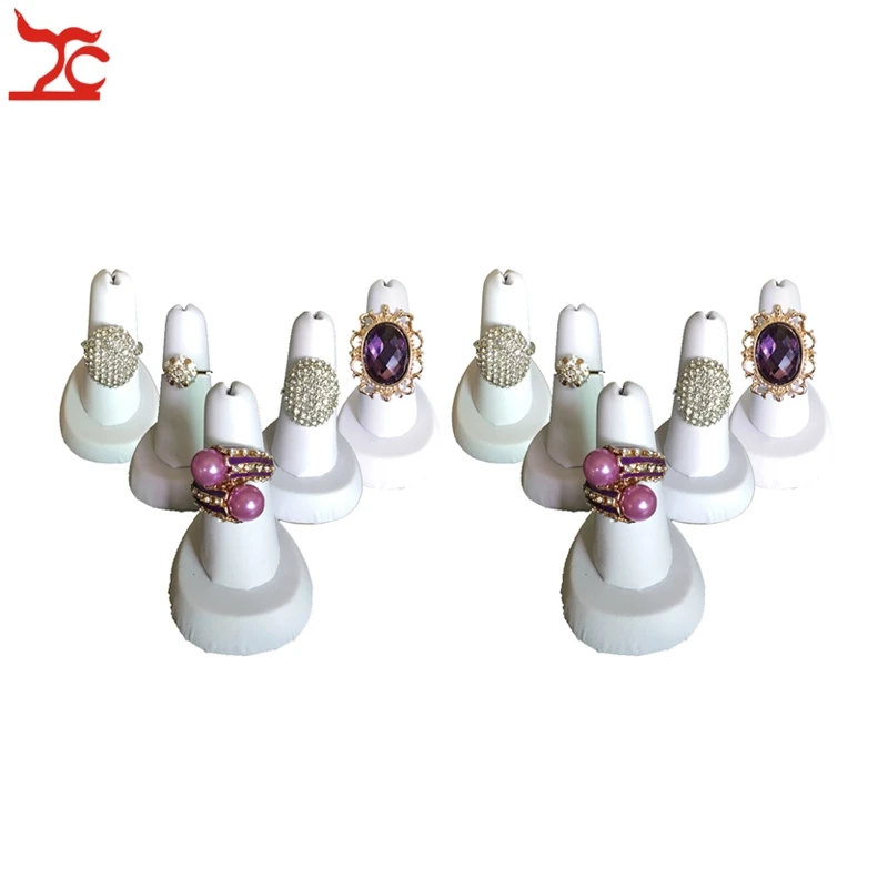 Wholesale 10PCS /Lot Ring Stand White Leatheretter Finger Ring Holder
