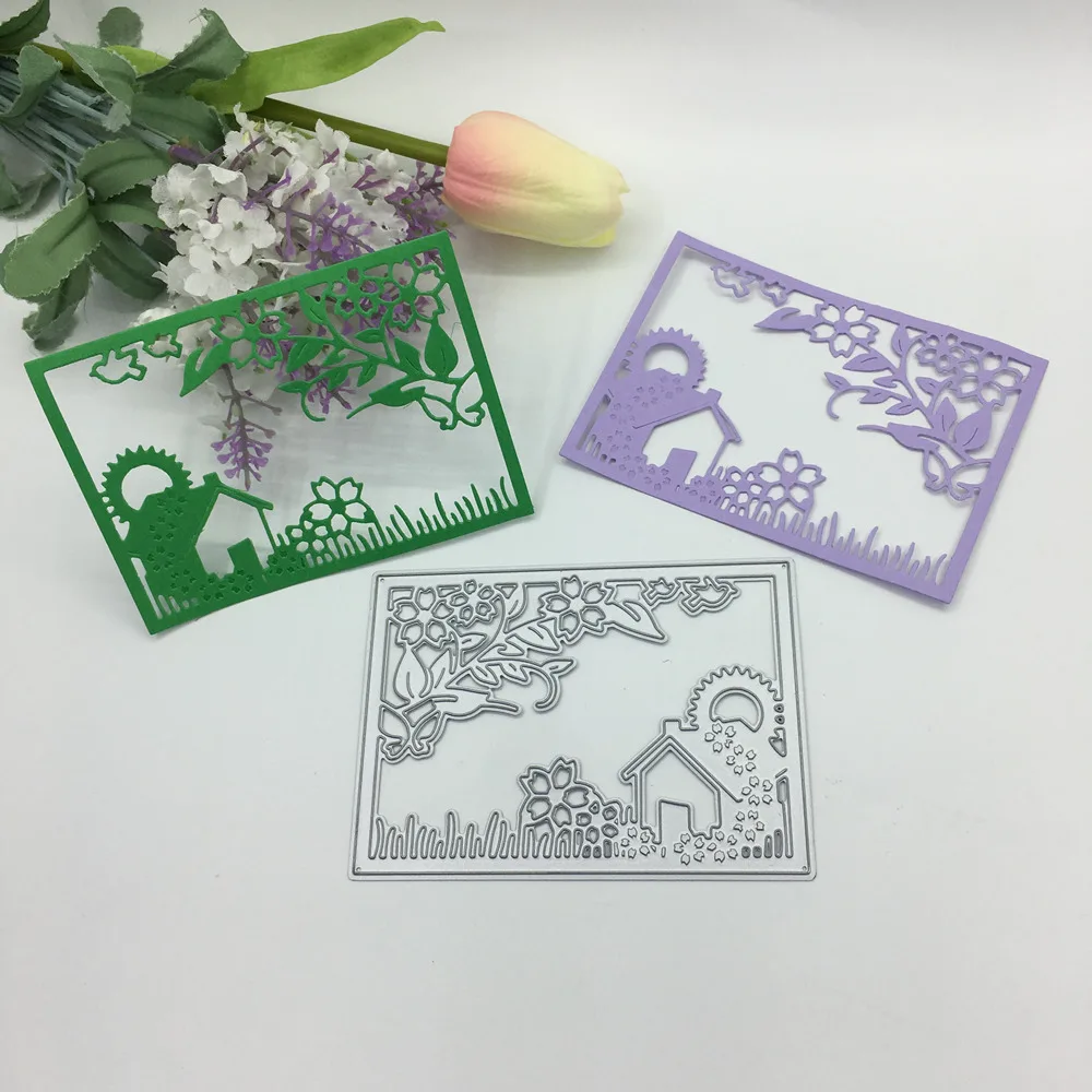 

Beautiful Home Background Frame Metal cutting dies For Scrapbooking Embossing Decorative Crafts DIY Paper Cards New 2019