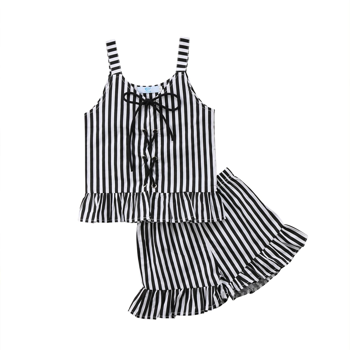 

2pcs High Quality Toddler Kid Baby Girl Simple Sleeveless Stripe Clothes Jumpsuit Romper +Stripe Pants Outfits
