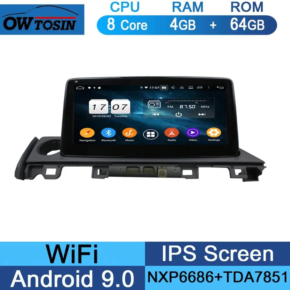 10.1" IPS Android 9.0 8Core 4G+64G ROM Car DVD Radio GPS For Mazda 6 III 3 GJ Atenza Mazda6 DSP CarPlay Parrot BT - Цвет: 64G