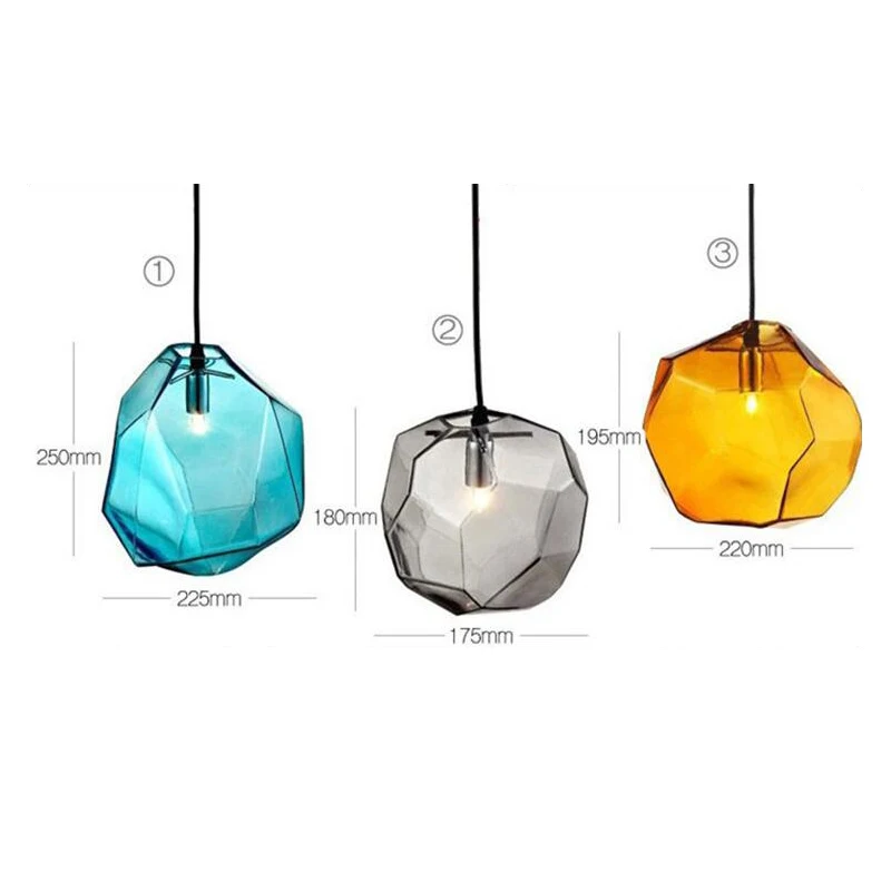 Modern Colorful Hanging Glass Pendant Light Yellow Grey Blue Glass Shade Iceberg Pendant Lamp Fancy Glass Home Lighting Decor For Restaurant   (1)