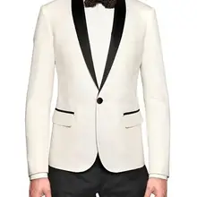 Элегантные Мужские носить белые и черные для смокинг/Нарядные Костюмы для свадьбы для мужчин/Best Man 3 Peice набор(пиджак+ брюки+ галстук-бабочка