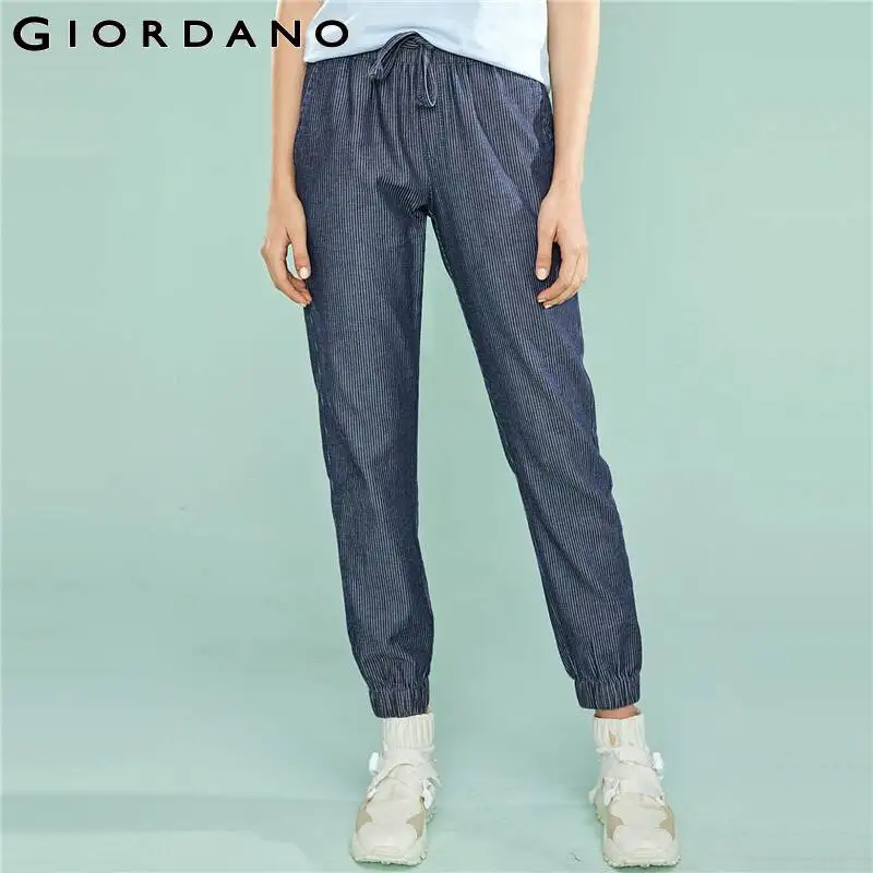 Giordano тонкие джинсовые брюки баски из натурального хлопка с резинкой на поясе