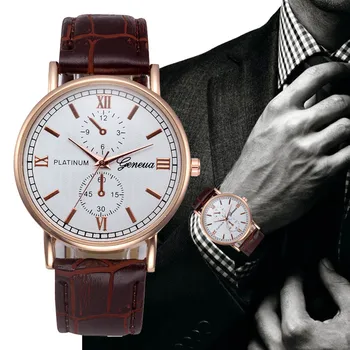 

Geneva Mens Watch Retro Stainless Steel Analog Alloy Quartz Wrist Watch Retro Design Leather Band Watch relogio masculino 2019