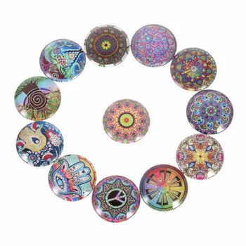 

LOULEUR 12/18/20/25mm 20pcs Mix Color Round Photo Glass Cabochon Cameo Blank Ring Pendants Base Settings Bezel Tray Supplies