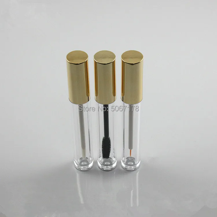 

20/30/50pcs 6ml Empty Eyeliner Container Bottle Tube With Brush,Clear Liquid Lip Gloss Bottle Applicator Refillable Tube Gold